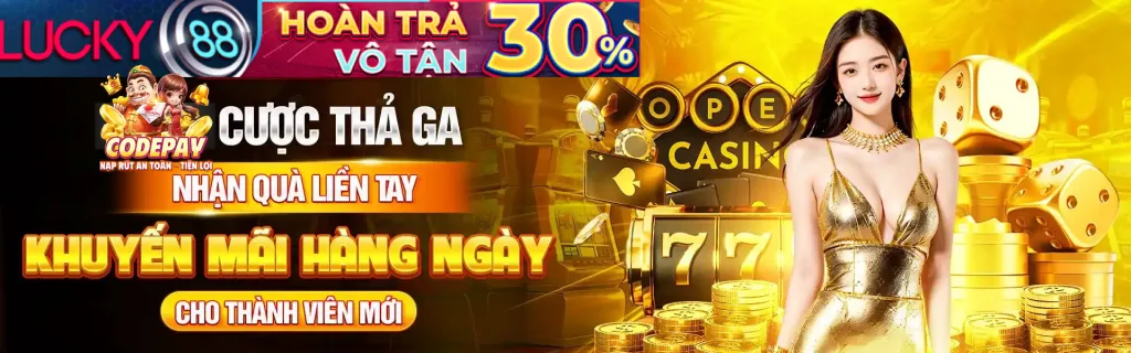 Biểu ngữ khuyến mãi với hình ảnh cúp vàng và tiền thưởng, thu hút người chơi